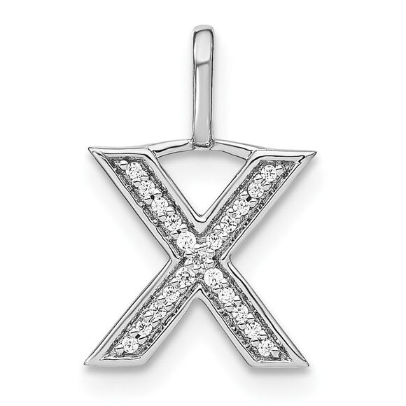 Kazi Luxury 14K White Gold Diamond Lower Case Letter X Initial Pendant